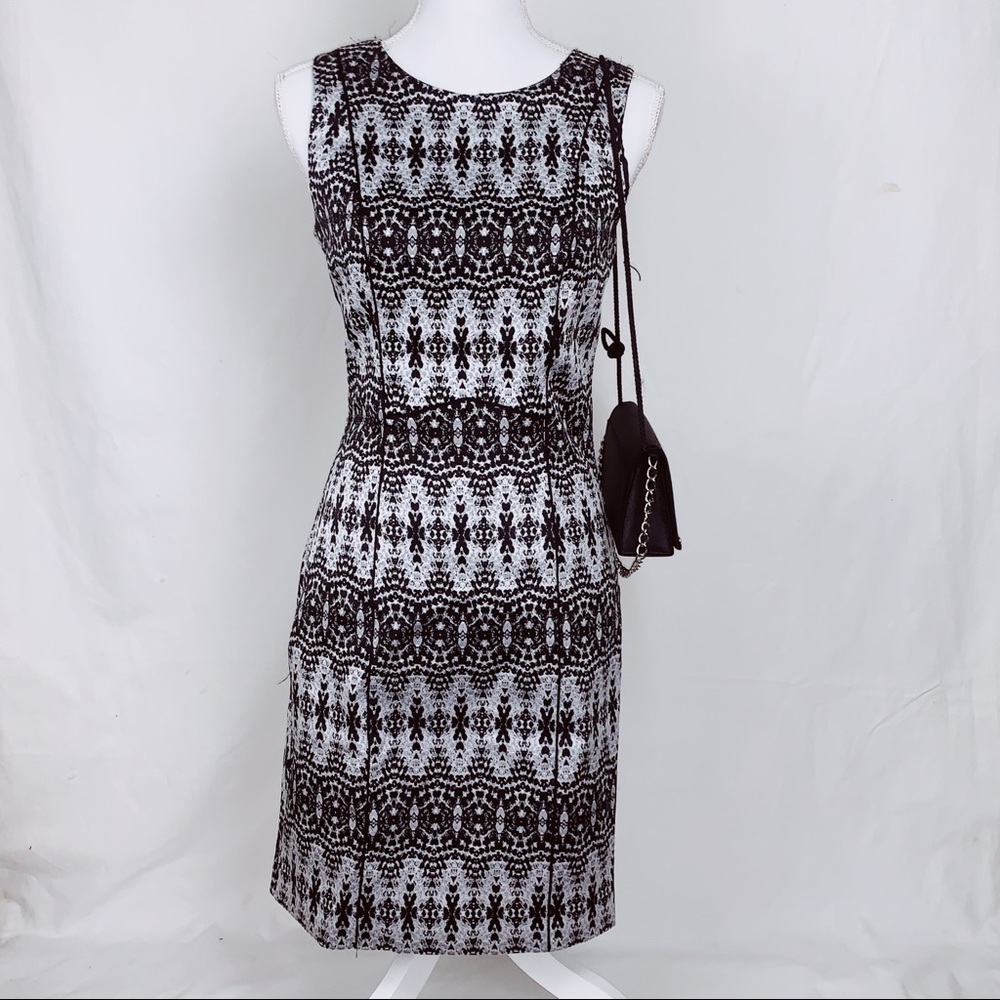 H&M Black With White Patterned Sleeveless Dress 8